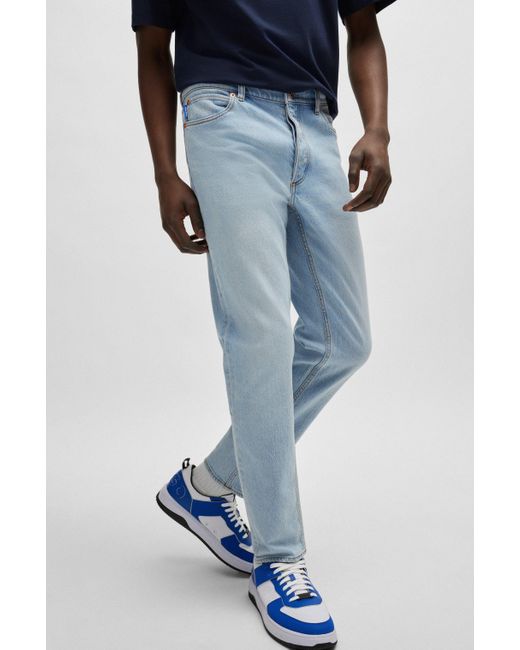 HUGO Tapered-fit Jeans Van Lichtblauw Stretchdenim in het Blue voor heren