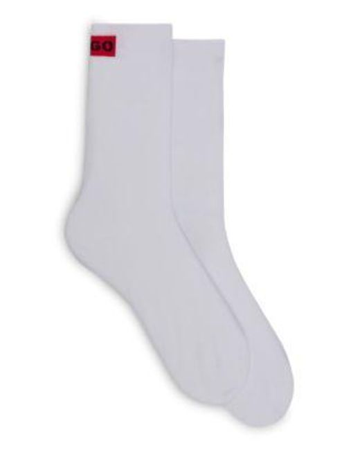 Lot de deux paires de chaussettes mi-mollet à logo HUGO en coloris White