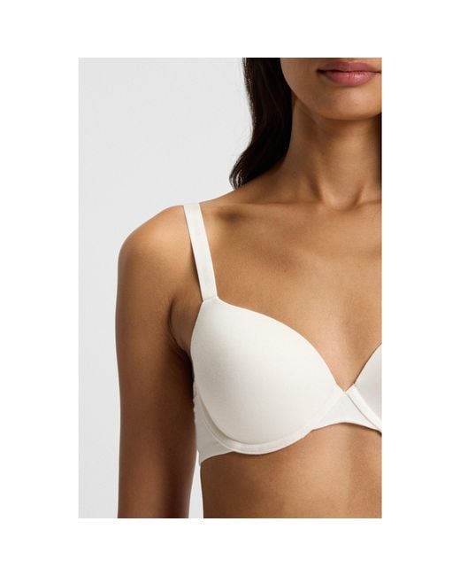 Boss Brown Stretch-Jersey Underwire Bra With Logo Straps