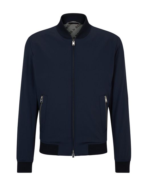 Boss Blue Slim-fit Jacket In Performance-stretch Jersey for men