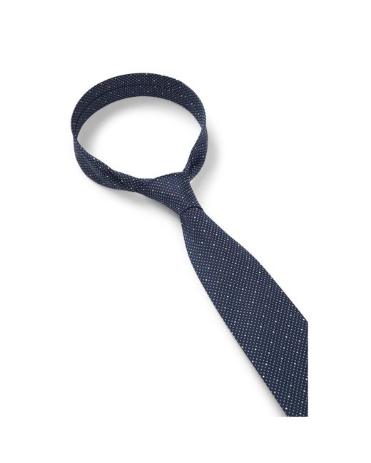 Boss Blue Silk-Blend Tie With Micro Pattern for men