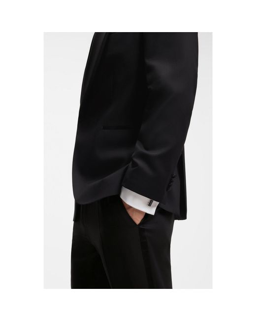 Boss Black Rectangular Brass Cufflinks With Enamel Insert for men