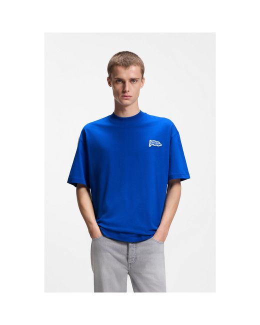HUGO Blue Logo-Flag T-Shirt for men