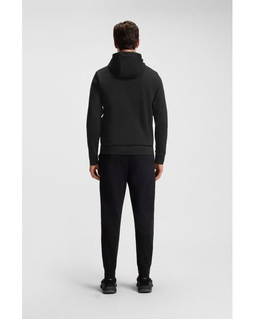 Boss Relaxed-Fit Hoodie Aus Baumwoll-Mix Mit Double-B-Monogramm in Black für Herren