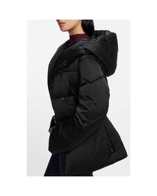 Boss Black Water-Repellent Quilted Jacket With Belt