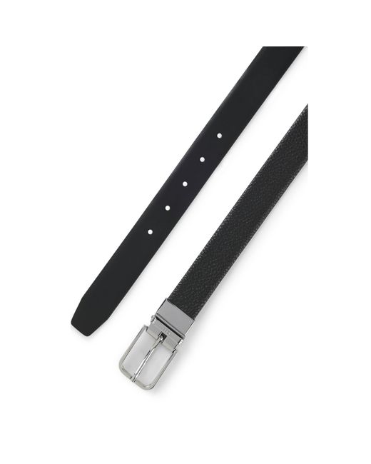Boss Black Italian-Leather Belt With Logo Keeper for men