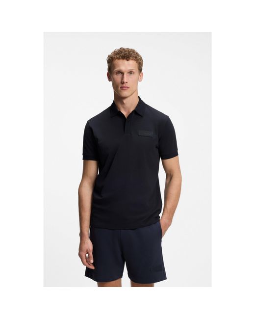 Boss Black Paddy Polo Shirt With Structured Logo Patch for men
