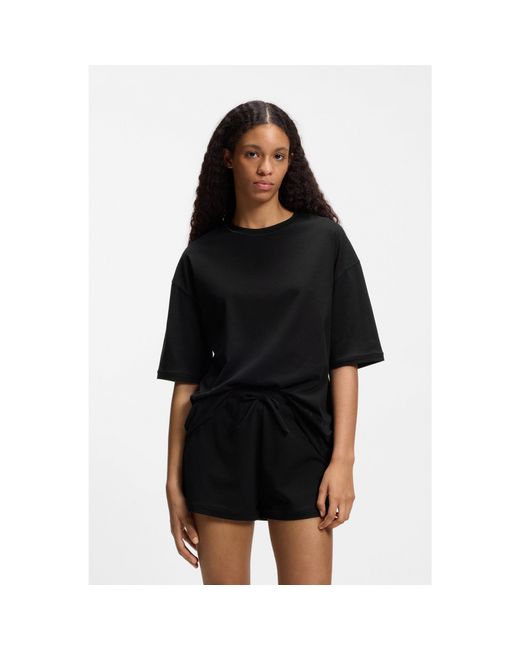 HUGO Black Stretch-Cotton Pyjamas With Mesh Logo Inserts