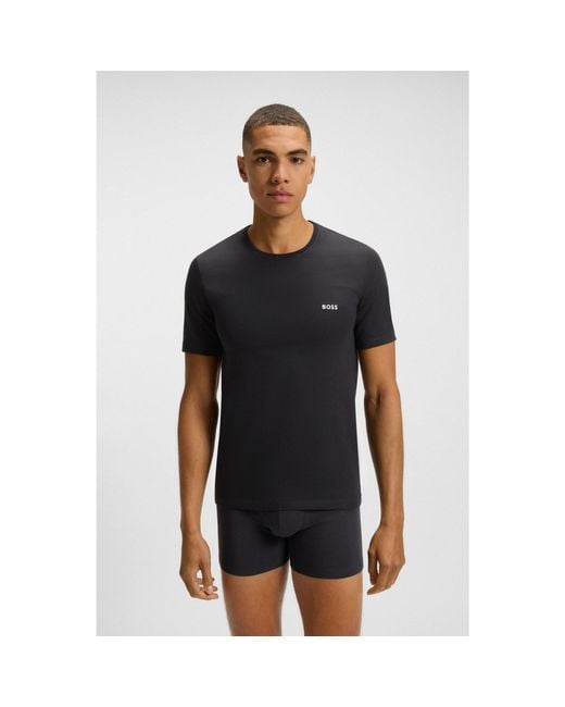 Boss Green Three-Pack Of Cotton Underwear T-Shirts With Logo Embroidery for men