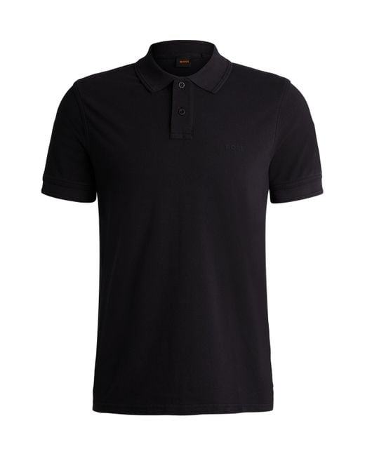 Boss Poloshirt aus Baumwoll-Piqué mit Logo-Print in Black für Herren
