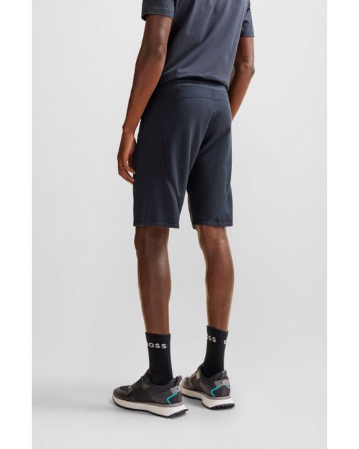 Boss Regular-Fit Shorts mit kontrastfarbenem Logo-Print in Blue für Herren