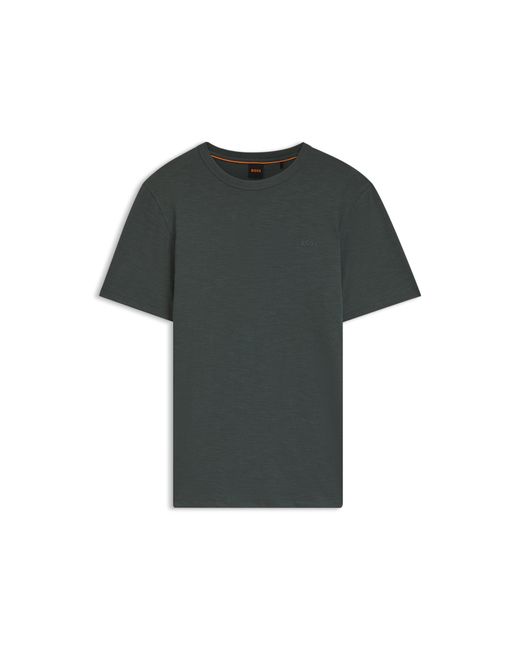 Boss Gray Cotton-Jersey T-Shirt With Logo Detail for men