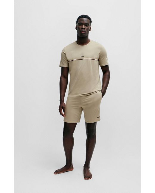 T-shirt de pyjama en coton stretch à logo imprimé Boss pour homme en coloris Natural
