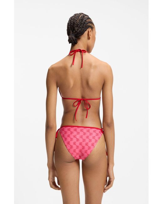 HUGO Pink Bikinihose Mit Stack-Logos