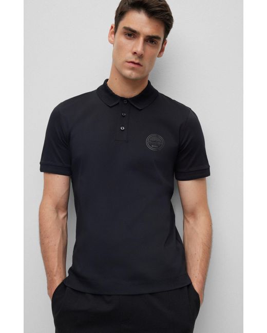 BOSS by HUGO BOSS Porsche X Boss Mercerized-cotton Slim-fit Polo Shirt in  Black for Men | Lyst