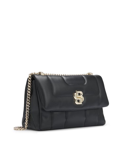 Boss Black Quilted Shoulder Bag With Double B Monogram Hardware