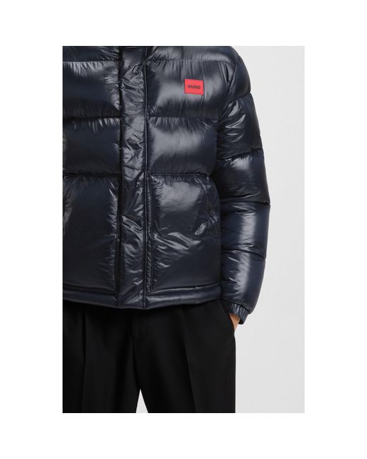 HUGO Blue Water-Repellent Jacket With Logo Label for men