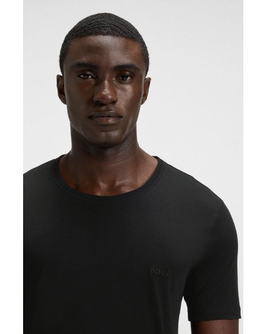 Boss Set Van Drie T-Shirts Van Katoen Met Logostiksel in het Black voor heren