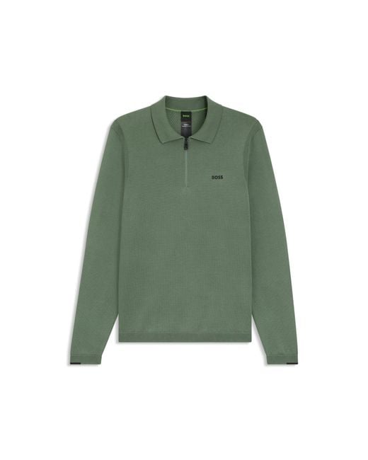Boss Green Regular-Fit Cotton Sweater With Polo Collar for men