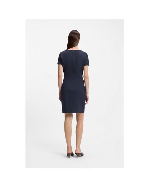 Boss Blue Slim-Fit Dress With Piped Waist