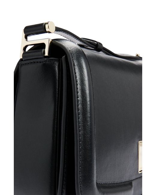 Boss Black Leather Saddle Bag With Branded Hardware