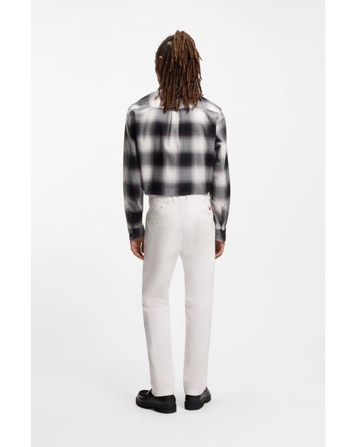 HUGO Slim-Fit Broek Van Katoenen Gabardine Met Stretch in het White voor heren