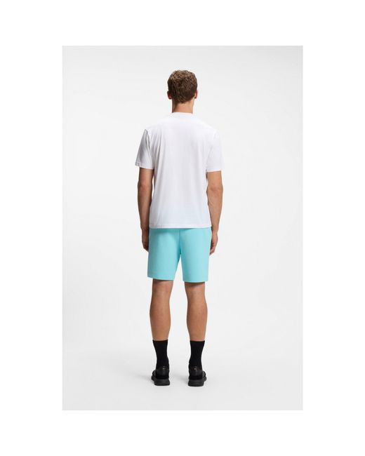 Boss White Stretch-Cotton T-Shirt With Jacquard Tape for men