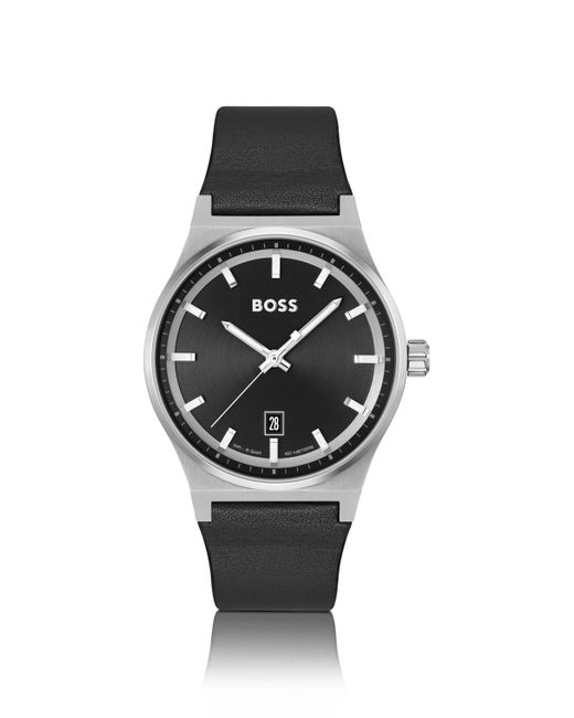 Boss Horloge Met Zwarte Wijzerplaat En Leren Polsband in het Black voor heren