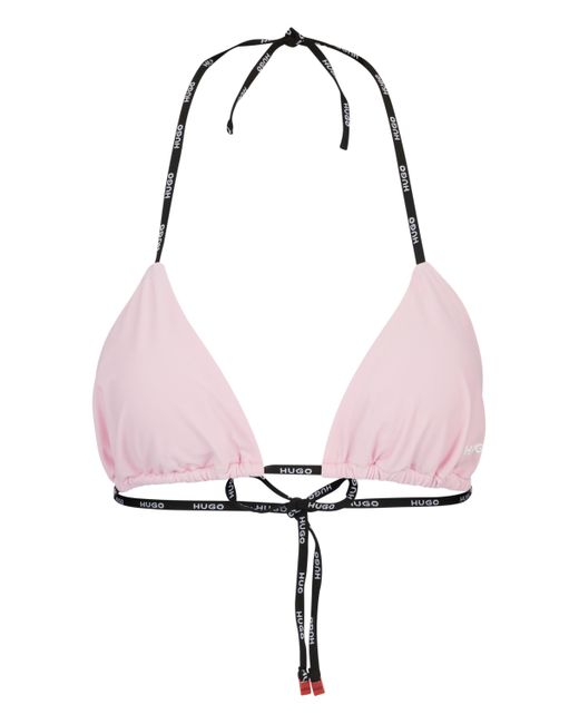 Haut de bikini triangle à bretelles logotées et logo HUGO en coloris Pink