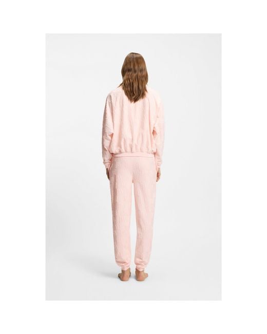 HUGO Pink Cotton-Blend Jacket With All-Over Logo Pattern