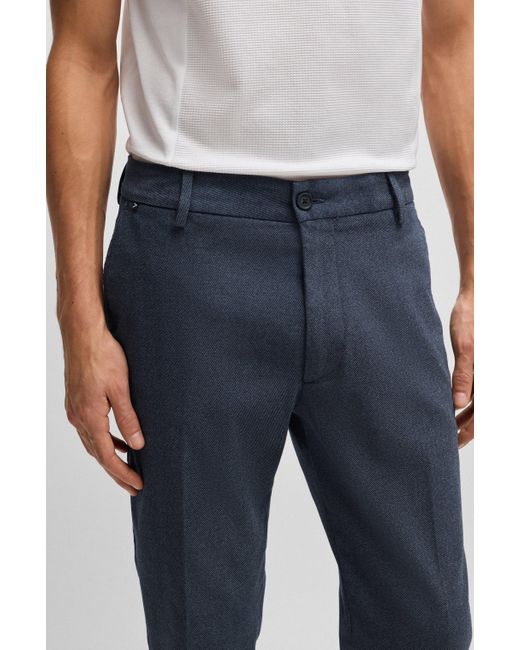 Pantalon Regular Fit en twill de coton mélangé Boss pour homme en coloris Blue