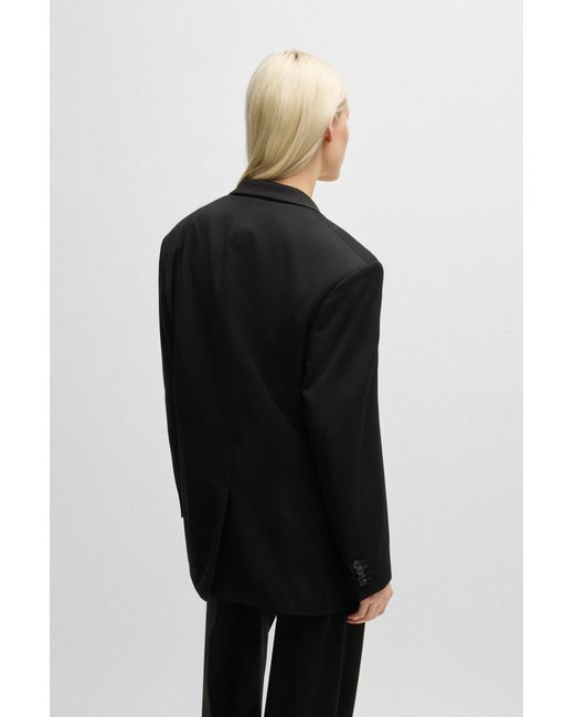 HUGO Black Modern-fit All-gender Jacket In Stretch Fabric