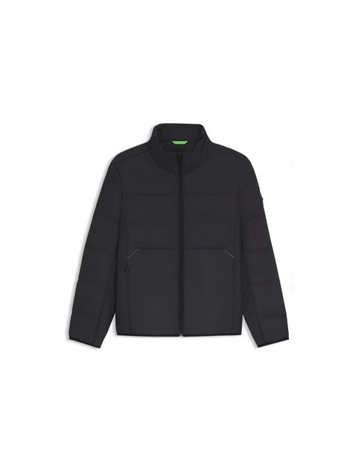 Boss Blue Water-Repellent Down Jacket With Sleeve Pocket for men