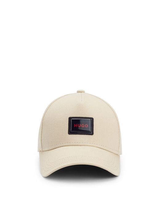 HUGO Cotton-twill Cap With Logo Patch in Natural for Men