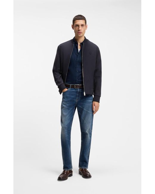 Boss Sweatjacke Aus Merzerisierter Baumwolle Mit Reißverschluss Und Double-B-Monogramm in Blue für Herren