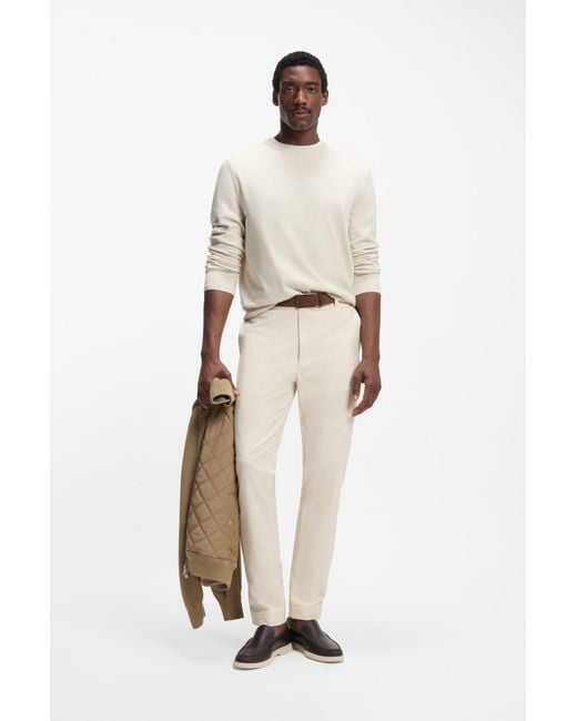 Boss Pullover Aus Baumwolle Mit Logo-Stickerei in Natural für Herren