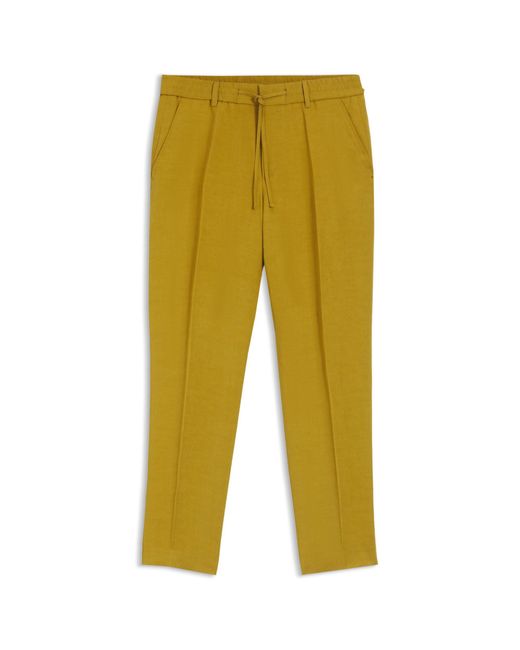 Boss Yellow Tapered-Fit Trousers With Drawcord Waist for men