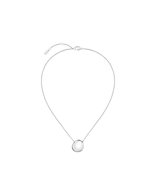 Boss Metallic Tone Necklace With Logo Pebble Pendant