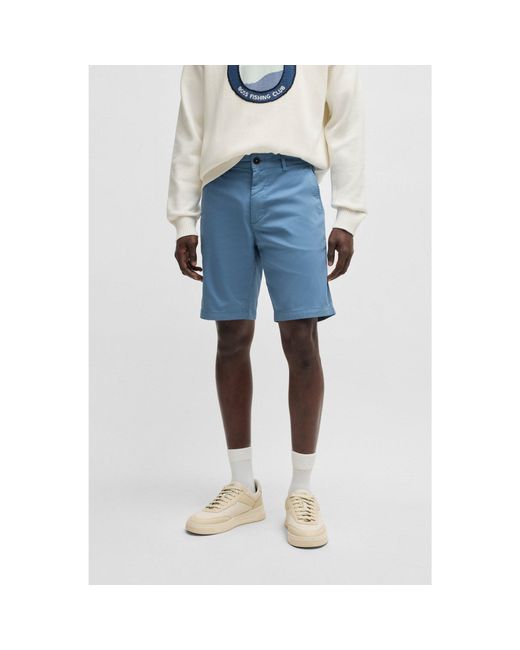 Boss Blue Slim-Fit Shorts for men