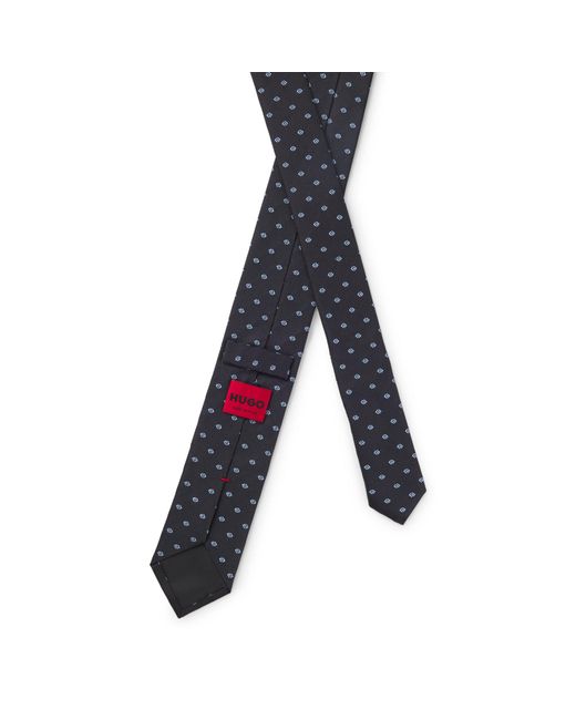 HUGO Black Silk Tie With Jacquard-Woven Pattern for men