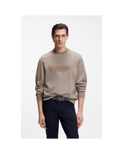 Boss Gray X Aston Martin Sweatshirt With Wing Detail for men