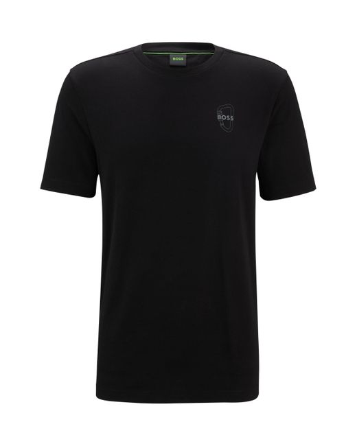 Boss Black Cotton-jersey Regular-fit T-shirt With Carabiner Artwork for men