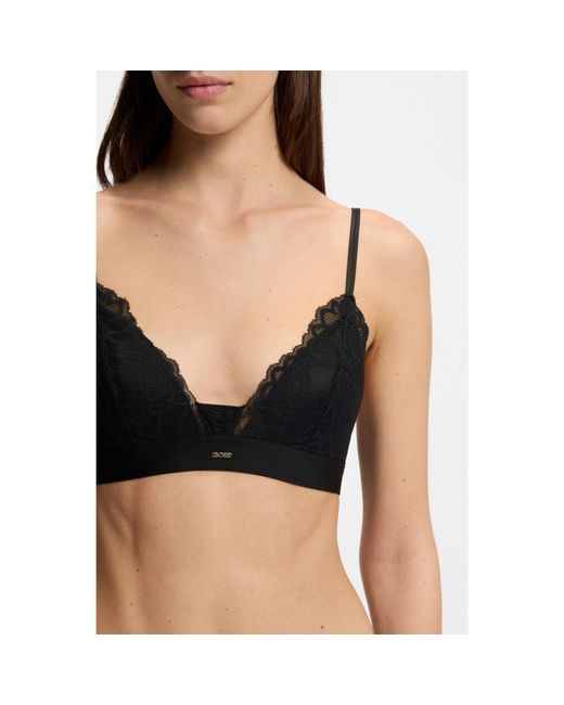 Boss Black Premium Lace Bralette With Mesh Pleating