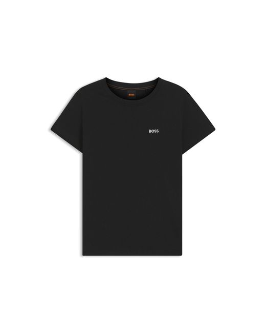 Boss Black Cotton T-Shirt With Tonal Chest Logo