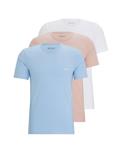 BOSS by HUGO BOSS Three-pack Of Underwear T-shirts With Embroidered Logos  in Blue for Men | Lyst Canada