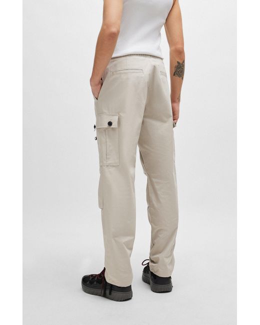 HUGO - Regular-fit cargo trousers in ripstop cotton