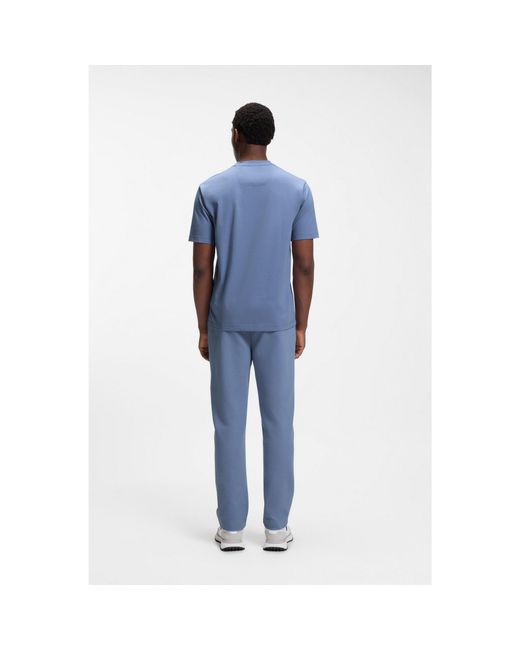Boss Blue Stretch-Cotton T-Shirt With Logo Artwork for men
