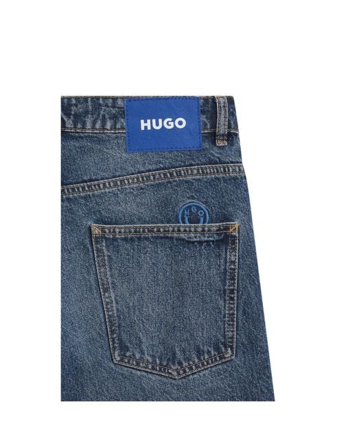 HUGO Blue Loose-Fit Wide-Leg Jeans