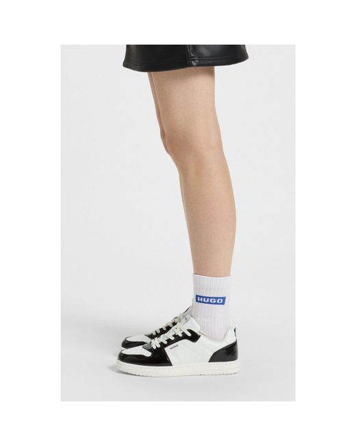HUGO White Color-Blocked Trainers With Logo Details