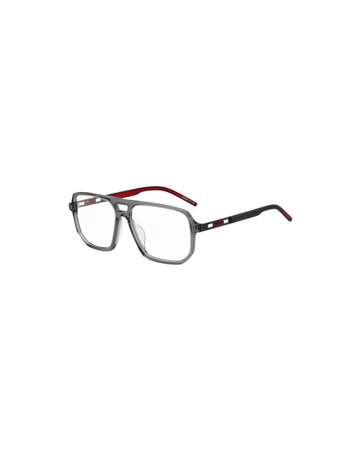 HUGO Gray Acetate Optical Frames With Cut-Out Logo for men